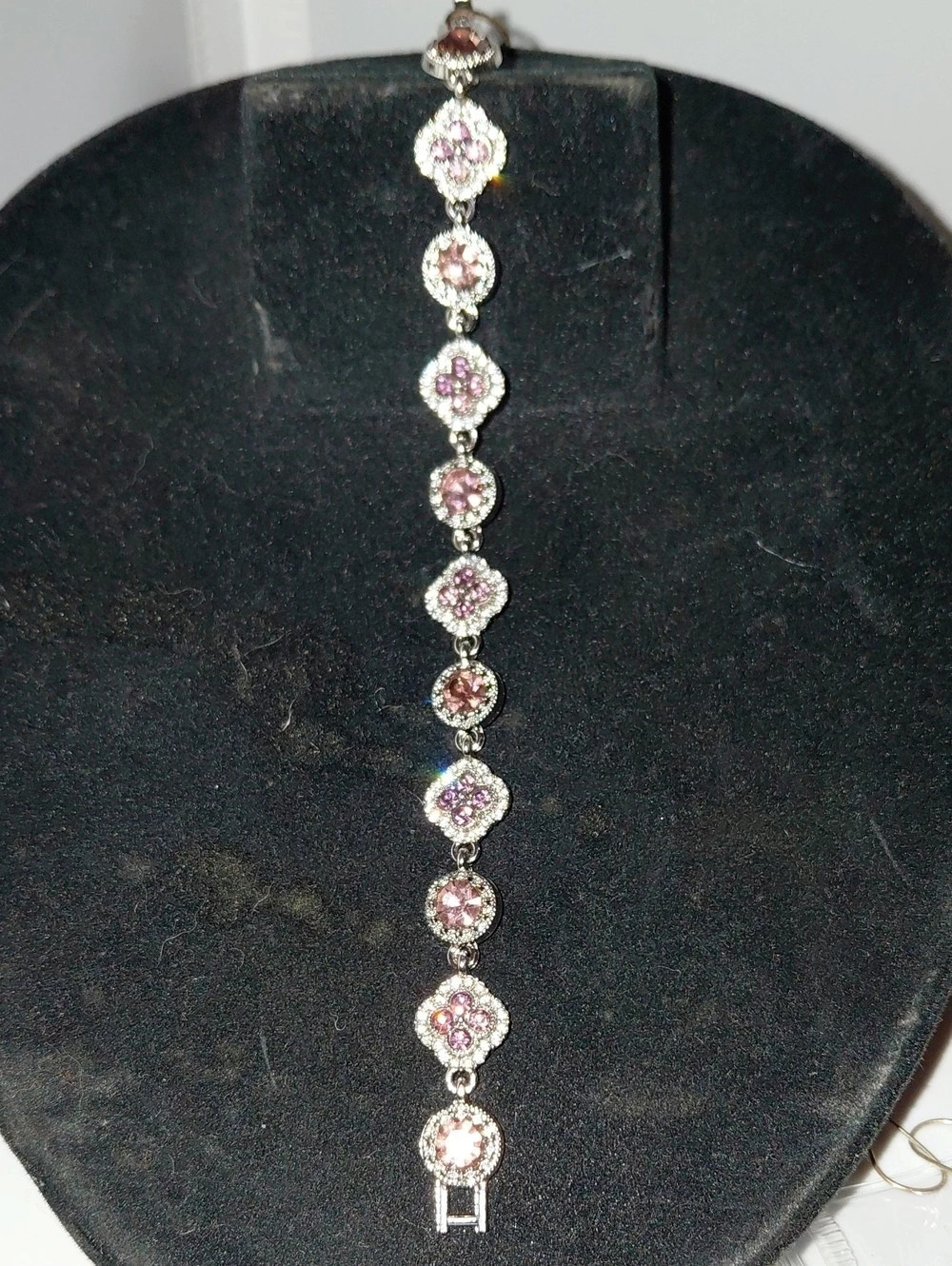 Pink Crystal Link Bracelet 6 Inches
